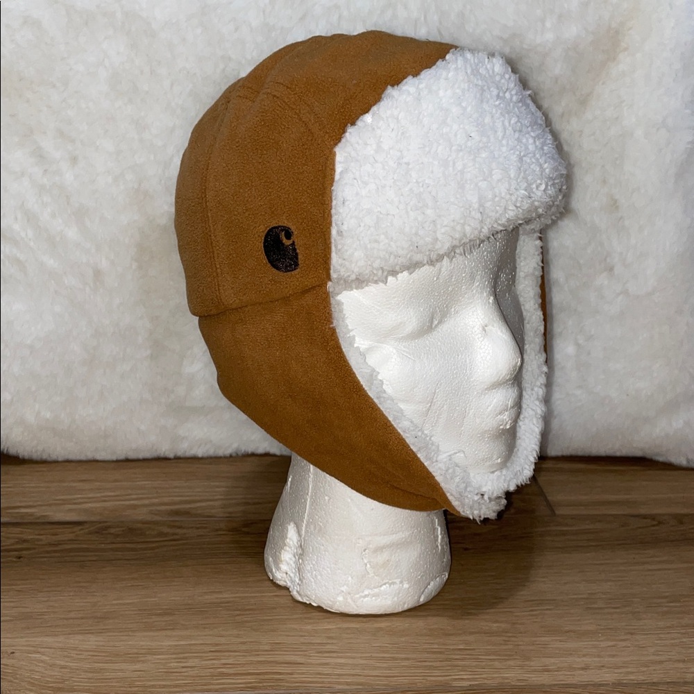 Carhartt Infant Toddler Brown Sherpa Lined Beanie Trapper Hat